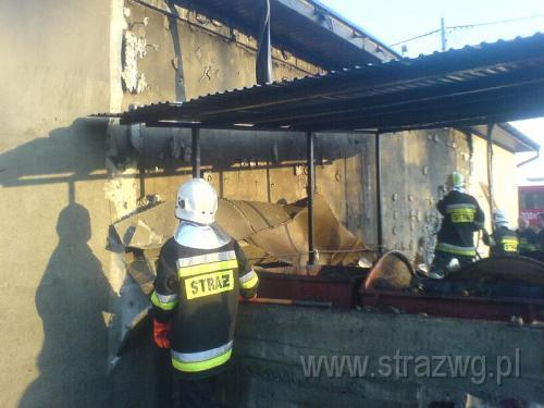 Po¿ar kontenera na ¶mieci.