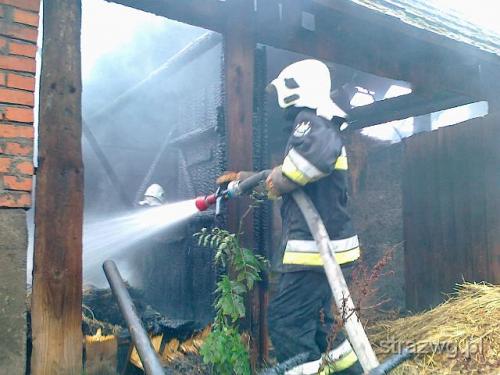 Po¿ar budynku gospodarczego